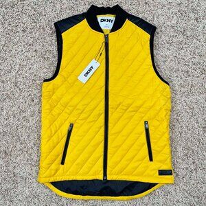 DKNY Men’s Virgil Quilted Vest Yellow Gold, Size Small (New)